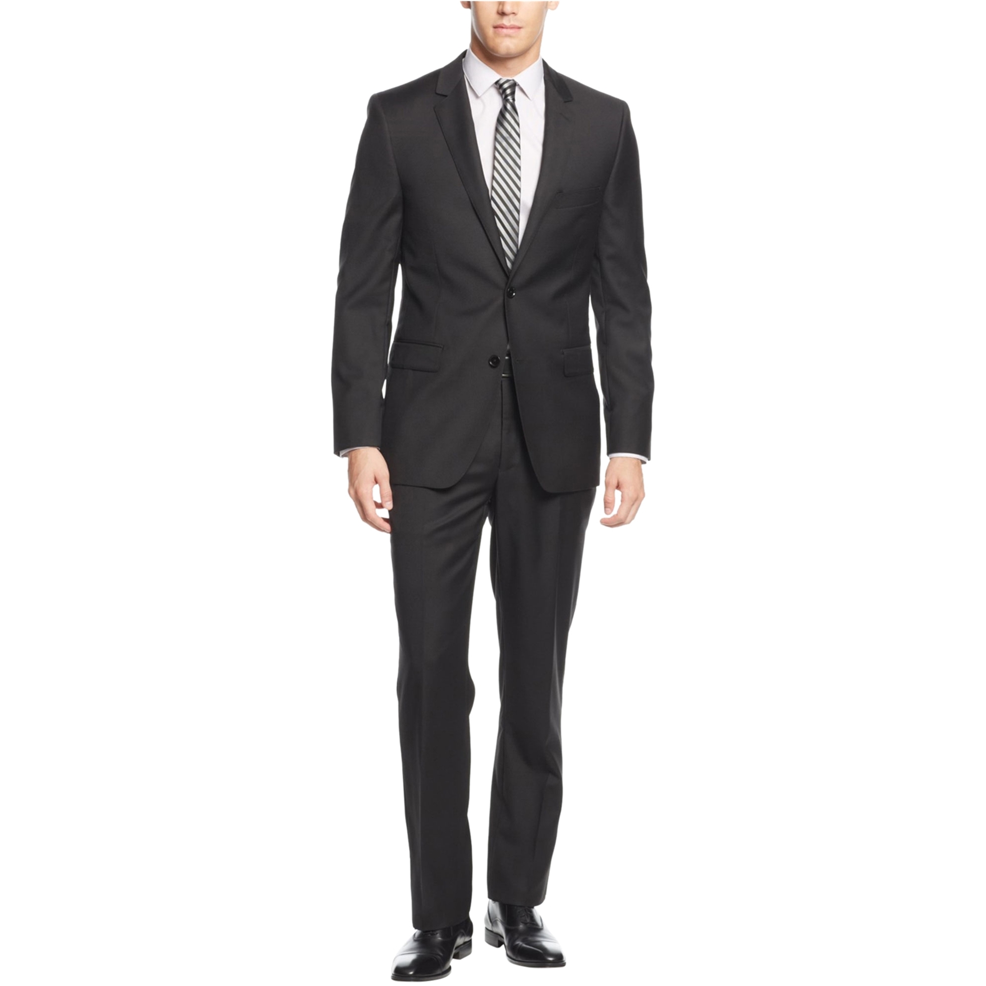DKNY Mens Extra-Slim Two Button Blazer Jacket, Black, 44 Regular